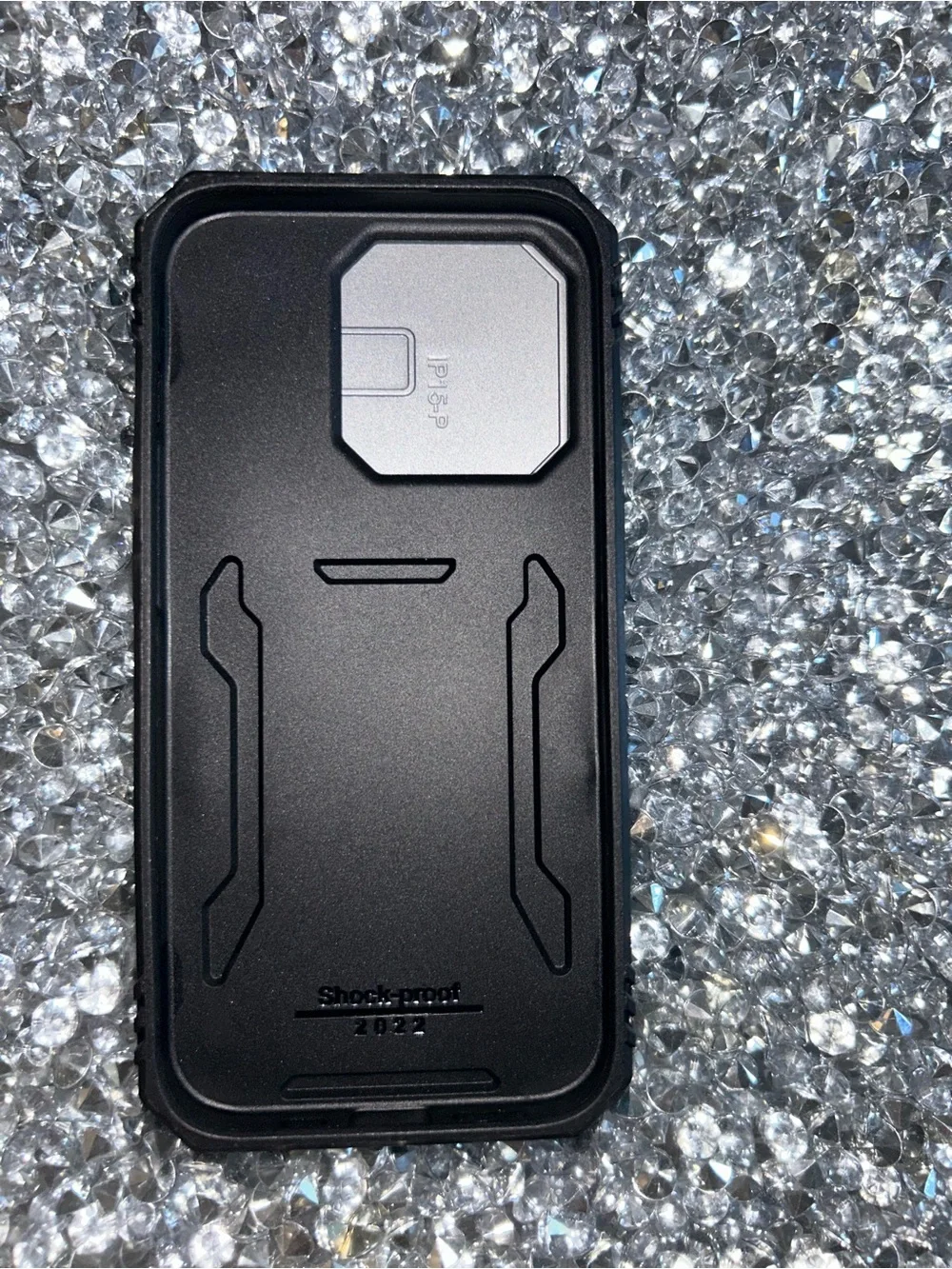 iPhone 15 pro Wallet Rugged Silver Tech Device Case with Black Accents